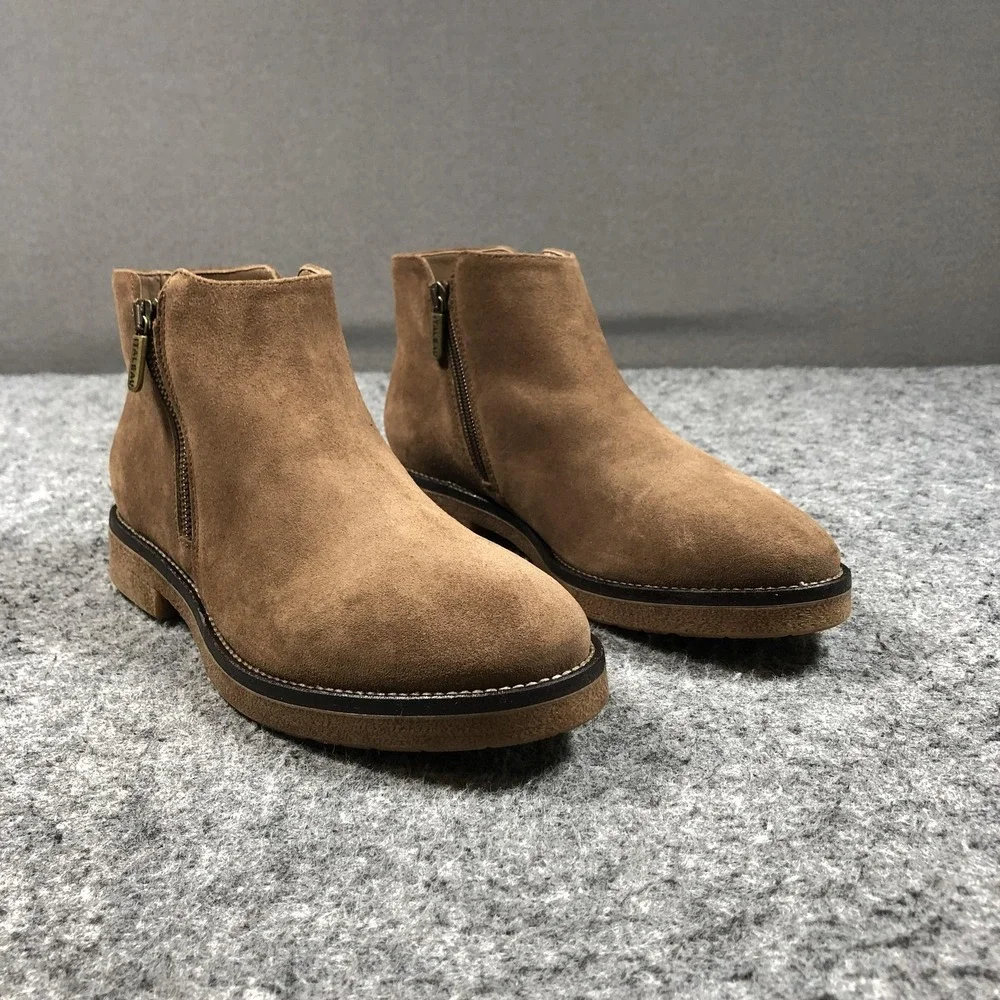 ITALEAU Foliana Ankle Booties Womens 10.5 Brown Suede Waterproof Zip Heel